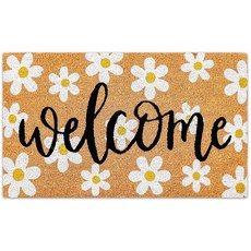 [ 715806 ] JarThenaAMCS 봄꽃 웰컴 도어매트 데이지 내추럴 코이어 도어 매트 미끄럼 방지 꽃무늬 입구 러그 실내외 가정 욕실 장식용 41.9 x 73