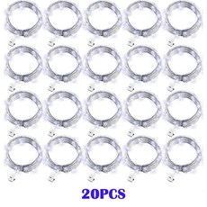 20 팩 문자열 요정 조명 20Led 2M 실버 구리 와이어 배터리 전원 장식 웨딩 파티 크리스마스, 차가운 흰색, 1M10LED-20pcs