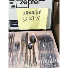 SENDOK SULTAN 高級西餐不鏽鋼鍍金刀叉組 牛排刀叉組 精緻餐具, 1個, 24件/ZL S2007W/銀色金雕,Random/隨機發雕花