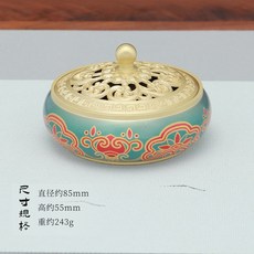彩繪金蓮銅香爐 鏤空蓮花蓋 禪意擺件, 1個