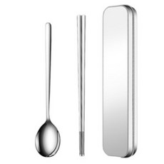 便當餐具組 不鏽鋼湯匙筷子組 韓國餐具 輕巧攜帶式餐具組, 316不鏽鋼, 1套, 筷子+勺子+外盒