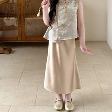 女童新中式夏季馬甲兩件套 兒童漂亮半身裙
