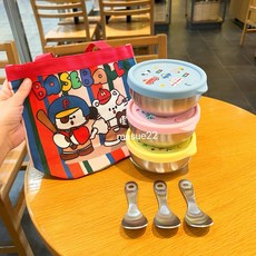 KOM角落生物316不鏽鋼矽膠蓋碗 幼兒園三色碗 附304兒童匙 加贈餐袋 (台灣製造), 1個, 316不鏽鋼矽膠密封蓋碗（餐袋隨機）,注意⚠️餐袋款式圖案均隨機