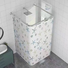 무타공 ㄷ자 커튼봉 U자 스텐 샤워커튼봉, 1개, 6_EVA불가사리방수및곰팡이방지