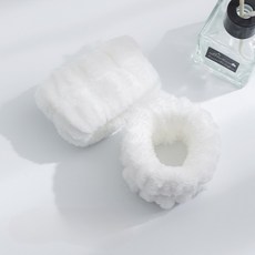 珊瑚絨吸水手腕帶 洗臉防濺水護腕 柔軟高彈力束髮帶 居家洗漱必備 白色一雙, 1個, 白色(一雙）