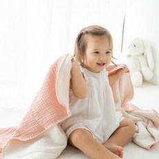 롤베이비 요루 거즈 6중 아기 유아 신생아 속싸개 블랭킷 여름 간절기 이불, 라지/플레인핑크