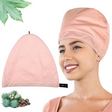 Leekalos 캐스터 오일 팩 랩 - 얇고 대머리 건조하고 손상된 모발용 여성용 재사용 가능한 유기농 헤드 캡 171463, 핑크-스몰