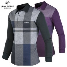 쟌피엘 백화점용 남자 고급 체크 기모 골프티 골프웨어 카라티 카라넥 긴팔 티셔츠 JP고급체크카라티
