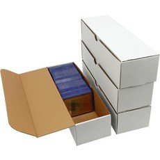 EBOAUSI 2팩 - 1600개 트레이딩게임 카드 상자 탑로더 및 스포츠 카드에 적합 헤비 듀티 골판지 정리함2팩-화이트, 4-Pack-White