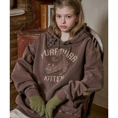 꼼파뇨 KITTEN 패치 피그먼트 후드티 브라운