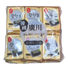 廣川海苔 金版鹽味海苔 整袋12包 韓國海苔 酥脆涮嘴 家庭號, 1個, 整袋-廣川海苔【12包裝】