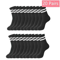 쿠쿠스토어 중간 길이 양말 여성 클래식 블랙 화이트 솔리드 컬러 유행 캐주얼 스포츠 흡수 통기성 1/7/10/, 11 20 Pair-2