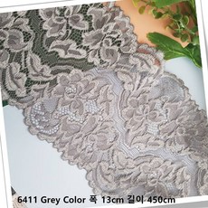 dklace 스판 레이스 6411 레이스 폭 13cm 자수 원단 홈패션 리폼 퀼트 부자재 화이트 블랙, 5개, 그레이