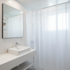 PEVA 방수 샤워 커튼 고리포함, 1개, 반투명