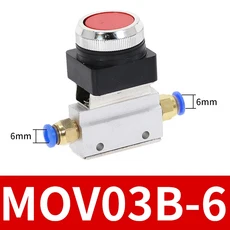 기계식 밸브 MOV-03B 1/8" 나사 2 위치 3 방향 빨간색 녹색 플랫 푸시 버튼 순간 공압, 09 6MM