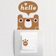 헬로우 베어 데코 스위치스티커 포인트벽지스티커 아이방스티커