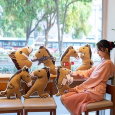 臺灣出貨 噁搞表情包沙雕馬玩偶 毛絨公仔午睡靠墊 趣味搞怪禮物, 砍馬,50cm