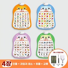 아기 말하는 벽보 사운드 학습 포스터 0~1세 언어발달 교육 장난감 벽걸이, A. 인물 과일 채소 동물 교통