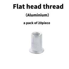 리벳 인서트 너트 스테인리스 스틸 알루미늄 아연 도금 플랫 카운터싱크 헤드 나사산 캡 너트서트 M3, 02 M5, 07 Aluminum - 20PCS