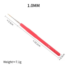 1PC 0.5 2.8mm 고무 손잡이 크로셰 바늘 니트 직조 공예 작은 레이스 실 바느질 도구 뜨개질, 03 1.0MM