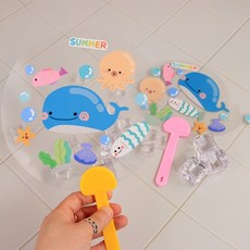 여름 부채만들기세트(원형)-고래스티커포함, 1개, 색상