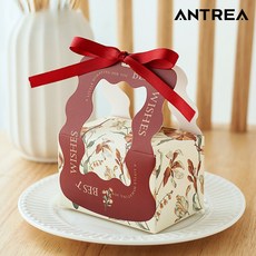 안트레아 답례품 사각 미니 리본 상자, 10개, 레드