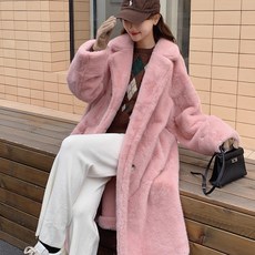 1/1+1 밍크털 모직 골드버튼 도톰한 코트 여성뽀글이롱코트