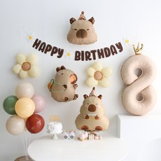 이벤트홀릭 카피바라 풍선 생일파티용품세트, 1개, 숫자풍선 8 1개, 숫자풍선 8