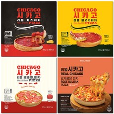 리얼 시카고피자 4종 세트 치즈 불고기 페퍼로니 로제불닭, 1.475kg, 1세트