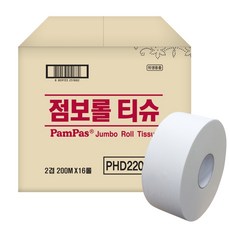 [박스상품] 팜파스 점보롤티슈 200m 2겹 16롤 화장실용 친환경 티슈, 1개, 16개입
