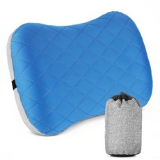 aiGear 공기 주입식 캠핑 베개 초경량 컴팩트 에어 인체 공학적 목 및 요추 지지 휴대용 탈착식 세탁 가능한 커버 포함 여행 배낭여행 하이킹용 (그레이), Blue