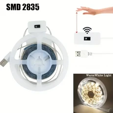 모션 센서 스위치 조광기가 있는 USB LED 스트립 조명 자체 접착식 유연한 스트립은 가정 선반 캐비닛 아래, [02] Warm White, [02] 2m, 01 2m Warm White
