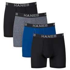 Hanes 편안한 플렉스 핏과 토탈 서포트 파우치가 있는 남성용 태그 없는 복서 브리프 4팩 모듬