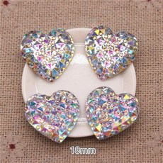 공예 레진 하트 플랫백 반짝 블링 10-30mm, 18mm 50pcs