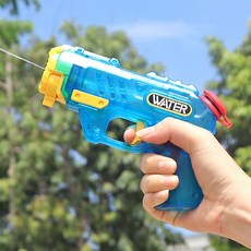DFMEI 兒童水槍玩具噴水打水仗神器幼兒園呲水沙灘戲水小孩滋水槍大容量, 1個, 藍色透明水槍:如圖