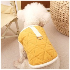 상상디앤에이 소형 강아지 누빔 조끼, 머스타드, 1개