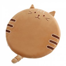 해피유통 귀여운 고양이 디자인 둥근 플러시 쿠션 사계절 사용 가능한 유아 및 성인용 방석, 40*40, 커리