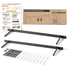 BATODA 16인치 튼튼한 선반 브라켓 2개 솔리드 스틸 블라인드 지지대 우드 선반용 브라켓 장착 하드웨어, 24 Inch Length, 2