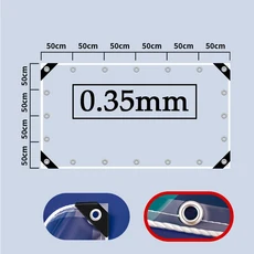 다육이 차광막 투명 PVC 방수포 PERGOLA 방수 캔버스 다육 식물 레인 쉘트 창 발코니 천 0.35MM, 0.4x0.9m, Normal Eyelets