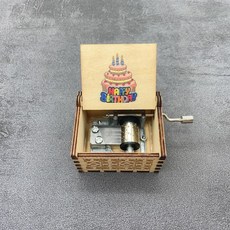 生日快樂彩繪手搖木質音樂盒, 彩繪生日,單獨音樂盒, 彩繪生日, 單獨音樂盒