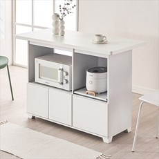 방친구 니세 아일랜드 식탁 수납형 주방가구 홈바테이블 다이닝테이블, 화이트