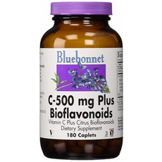 Bluebonnet 維他命C-500mg+生物類黃酮膠囊, 180顆, 1罐