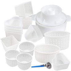 초보자를 위한 16개 치즈 제조 키트 - 부드러운 폼 몰드 + 온도계 팔로워가 있는 단단한 용품 파라 퀘소 프레스코 카세로 5