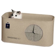 딩동펫 고양이 직사각 숨숨집 캣하우스, 베이지, 1개