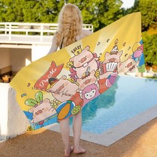 피그 룰루 블랭킷 건조 비치 타월 대형 프린팅 초흡 풀, A. z1