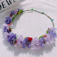 셀프 웨딩 촬영용 조화 화관 꽃머리띠, 화관 F타입 - 퍼플