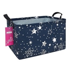 INGHUA 장난감 책 옷 선물 반려동물을 위한 직사각형 보관 바구니 패브릭 정리함 통 - 가정 사무실 아기방 기숙사 선반에 적합(Rec Forest Dinosa, Rec-Blue 별