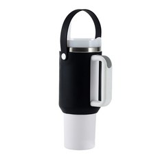 편안한 물병 실리콘 슬리브 물병 부츠 병 캐리어 휴대용 손잡이 병 가방 실리콘 텍스처, 검은색, 1개