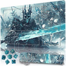 Playmat MTG TCG DND 보관 가방 및 주사위 7개 포함 프리미엄 엣지 잠금 디자인 플레이 매트 매직 플레이매트 게이밍 매트용 존 포함 (스켈레톤 군대 61 x, Skeleton Army