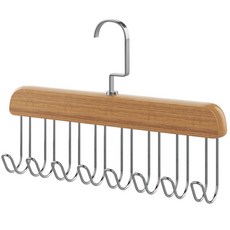 多功能木質領帶皮帶收納掛架，衣櫃收納神器，多層掛鉤設計，節省空間，防刮傷, 原色, 1個